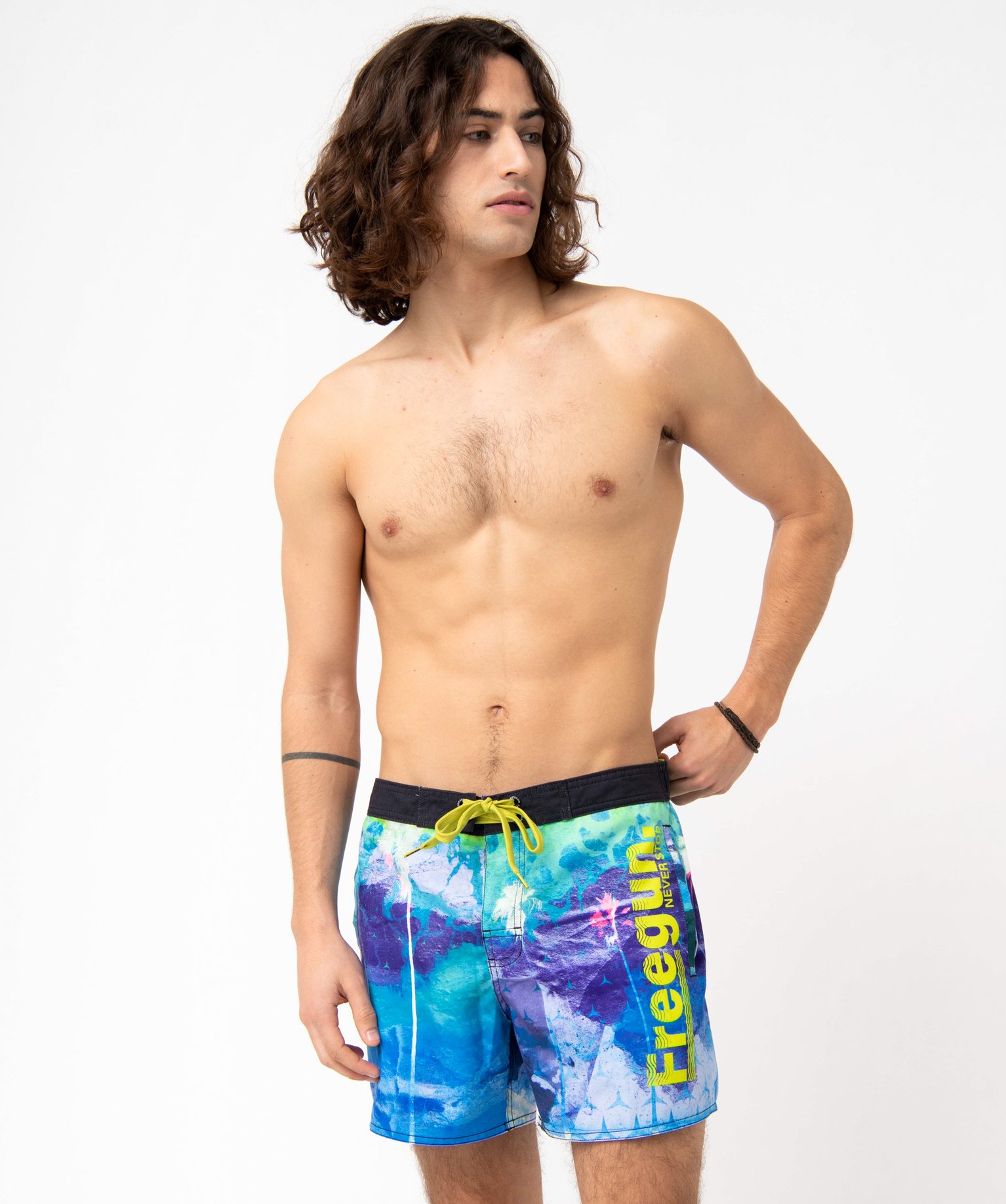 Short de bain homme détails fluo - Freegun imprime | GEMO