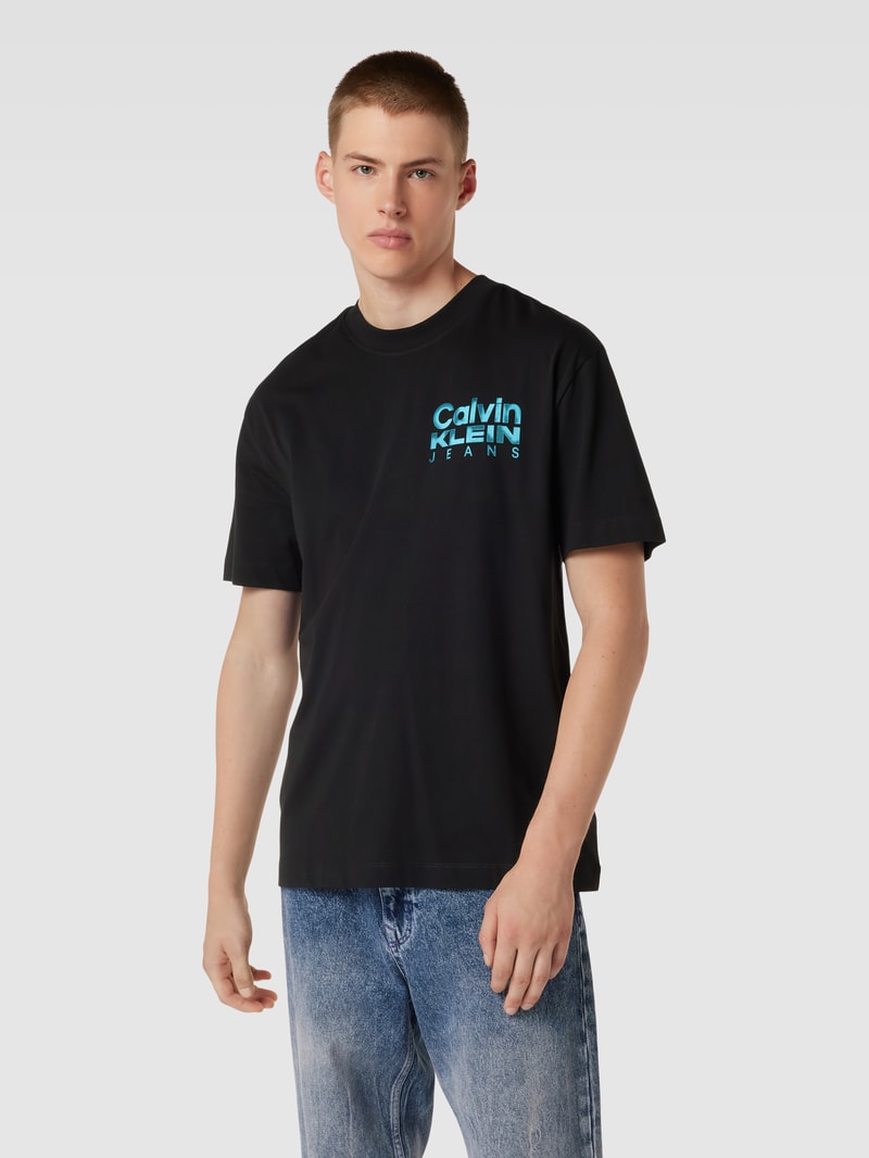 T-Shirt mit Rundhalsausschnitt Modell 'BOLD COLOR INSTITUTIONAL' in schwarz