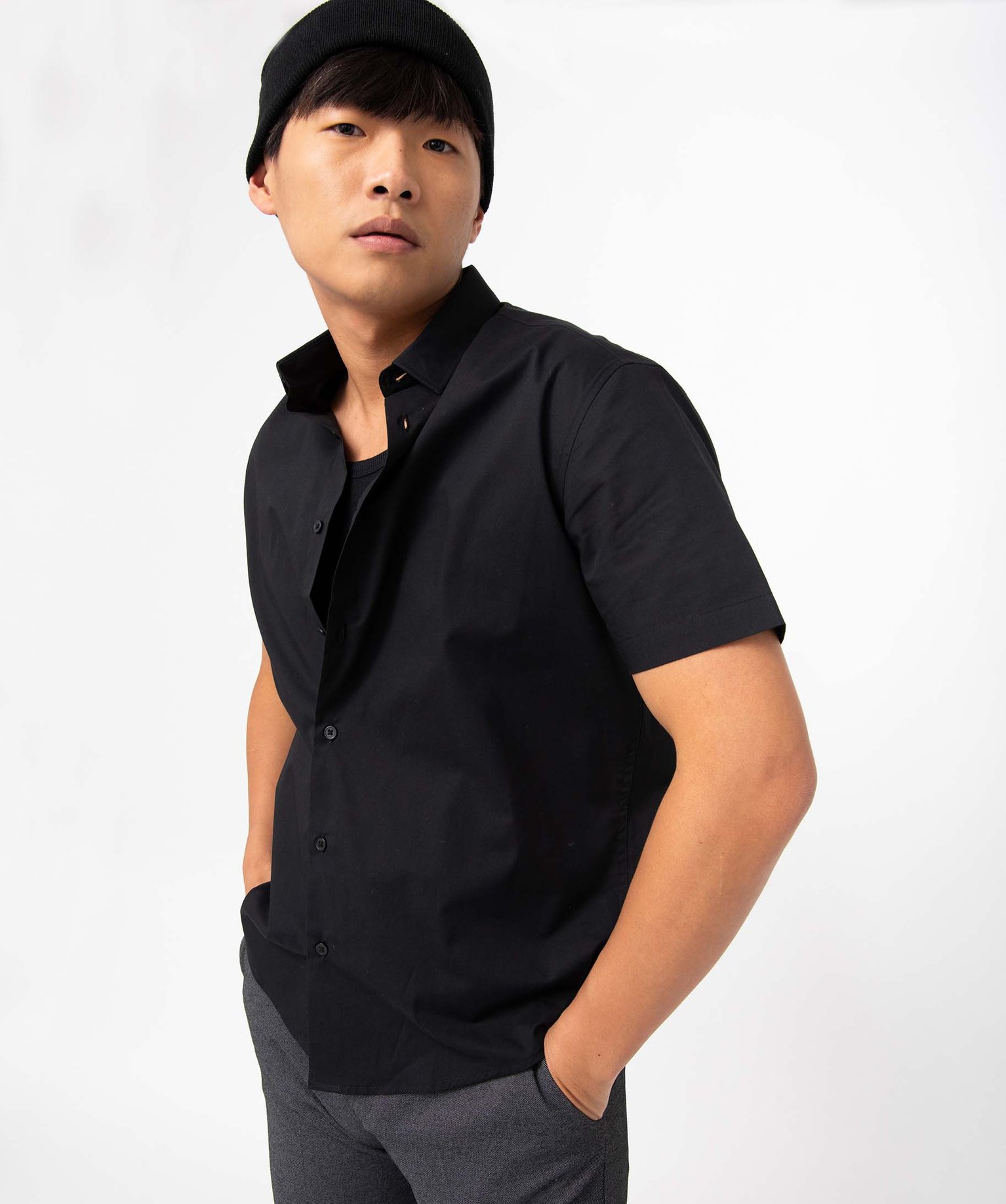 Chemise homme à manches courtes coupe Regular - Repassage f... noir | GEMO
