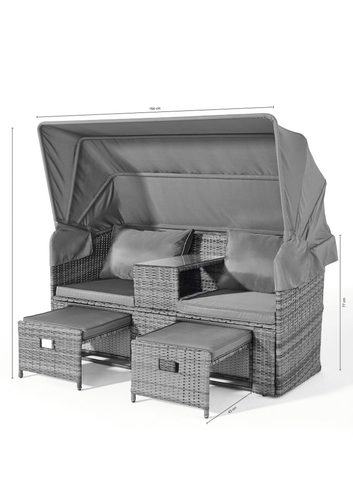 Gartensofa mit Canopy und Fußstützen