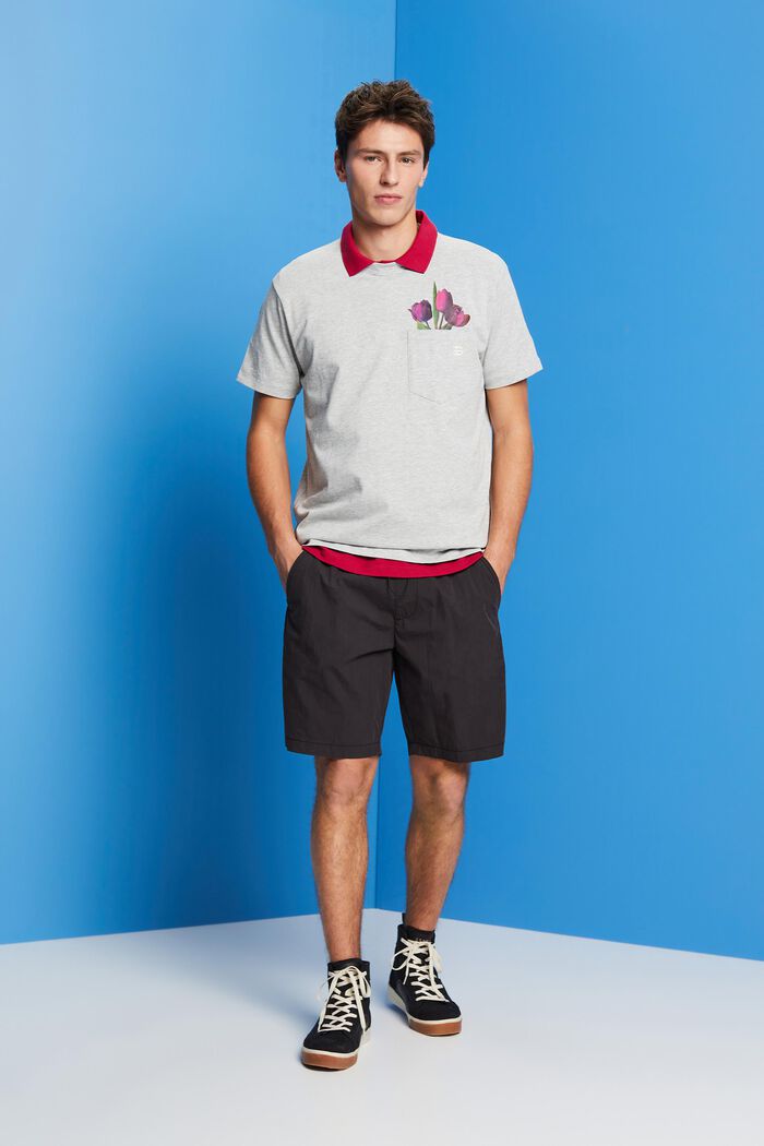 Jersey-T-Shirt mit Print an der Tasche