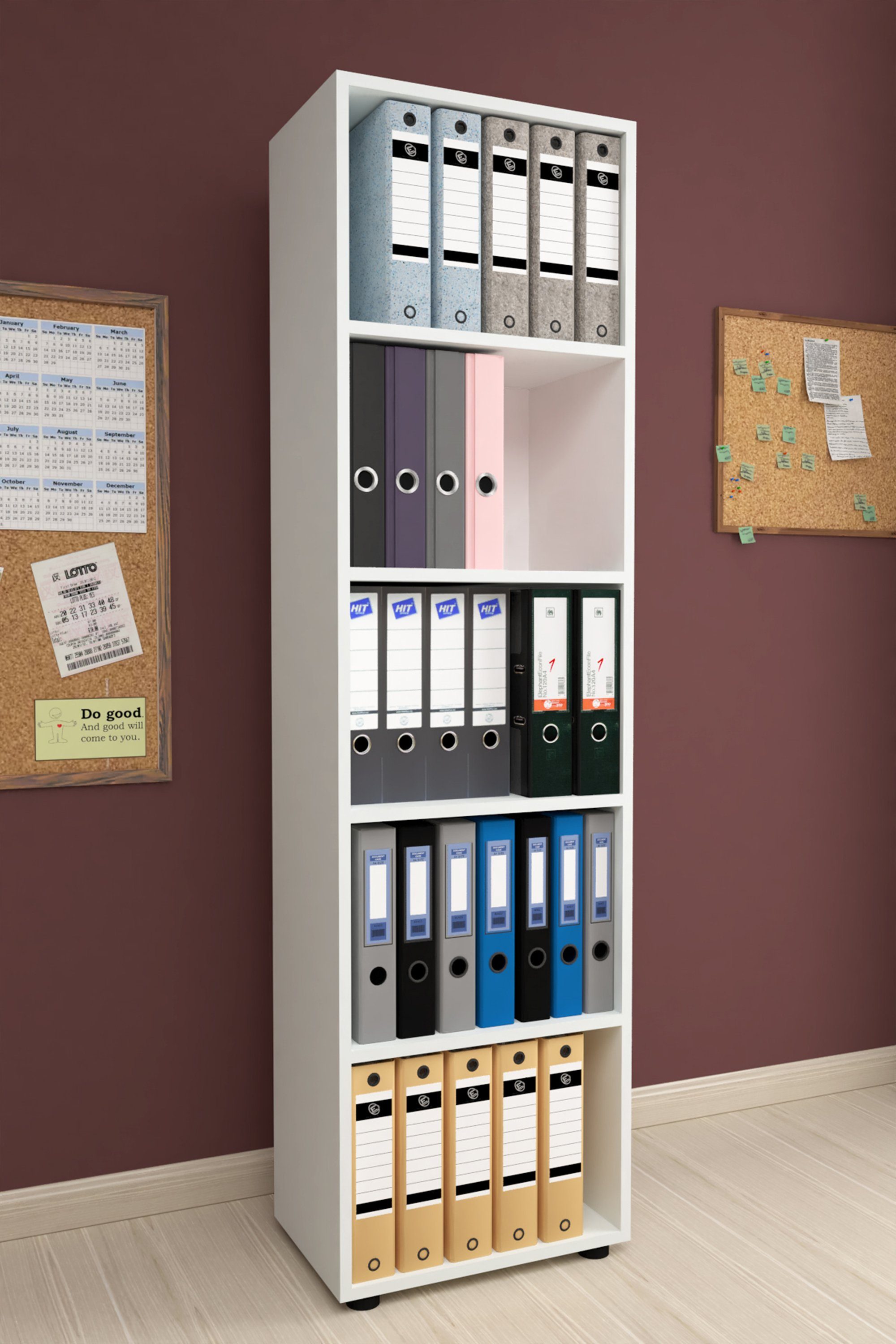 VCM Aktenregal Holz Büro Regal Bücher Ordner Aktenregal Ulas 5f, 1-tlg.