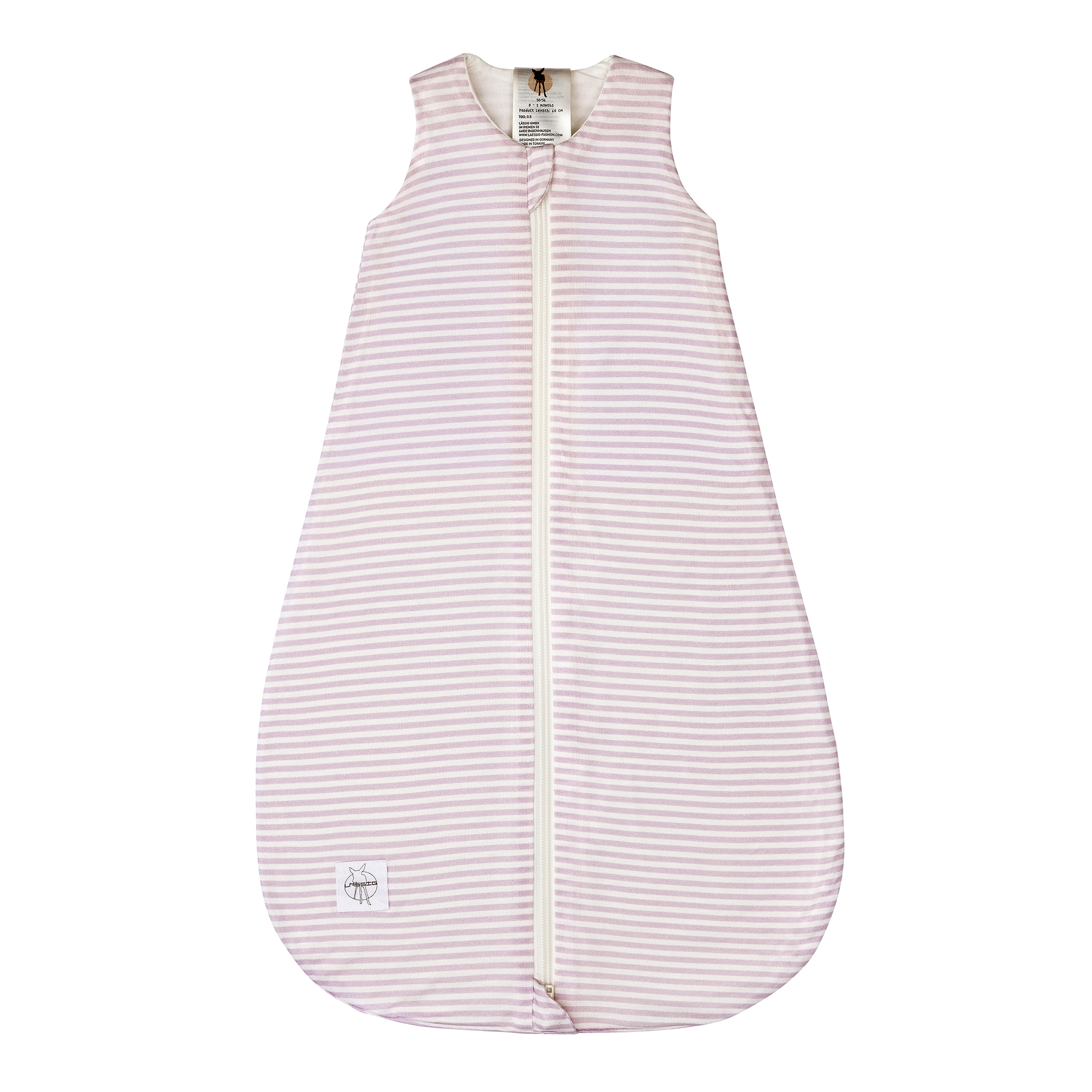 Baby Schlafsack 0,5 TOG - Gestreift, Lila Milky