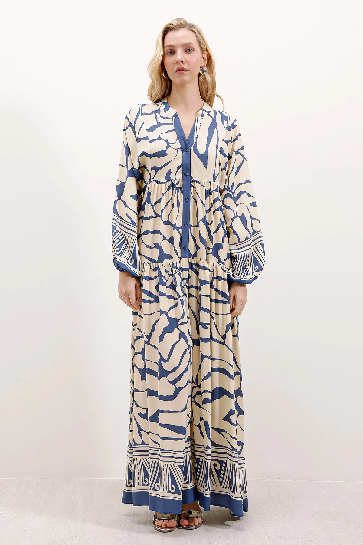 Bigdart  2423 Authentisches gemustertes Kleid - C. Indigo