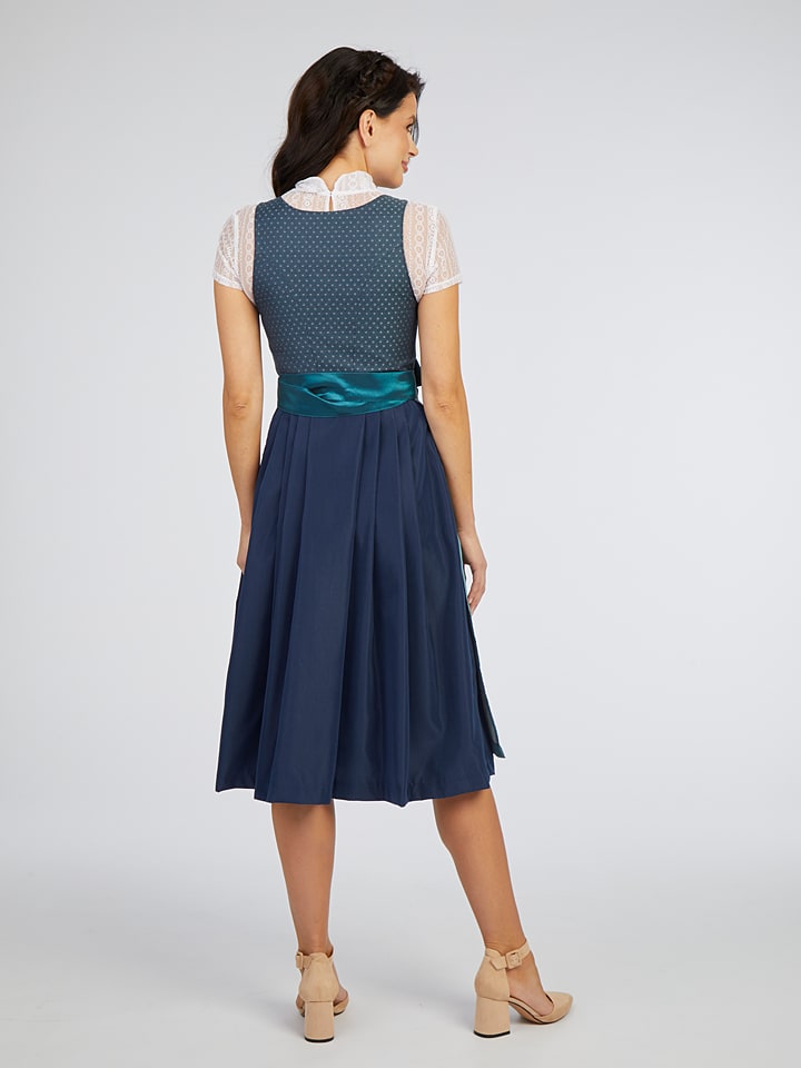 Turi Landhaus Dirndl in Dunkelblau/ Petrol günstig kaufen