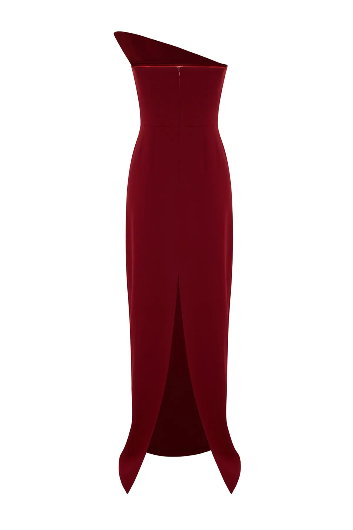 Trendyol Collection  Burgunderrotes langes Abendkleid mit One-Shoulder-Detail TPRSS23AE00228