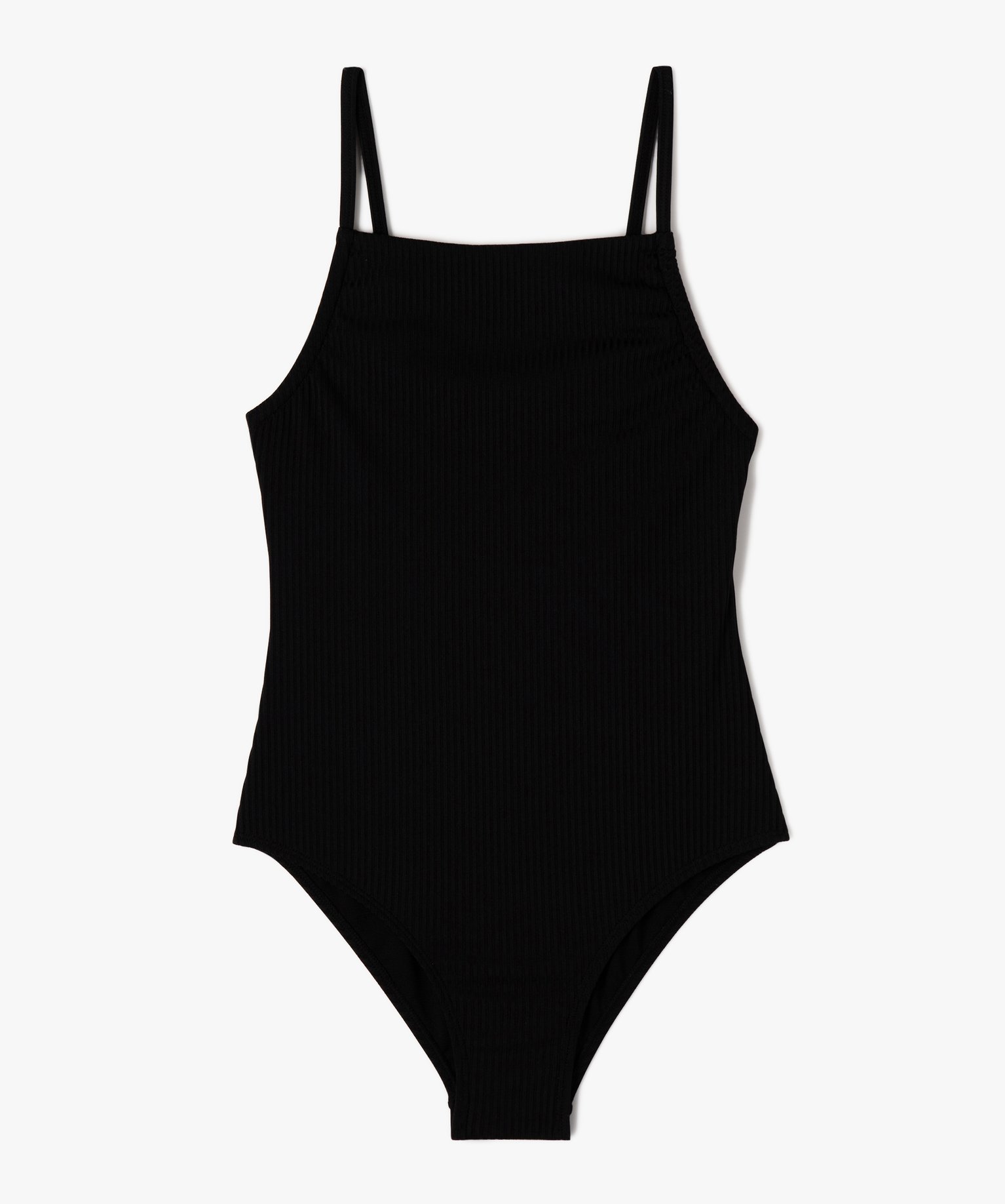 Maillot de bain fille une pièce en maille ctelée noir | GEMO