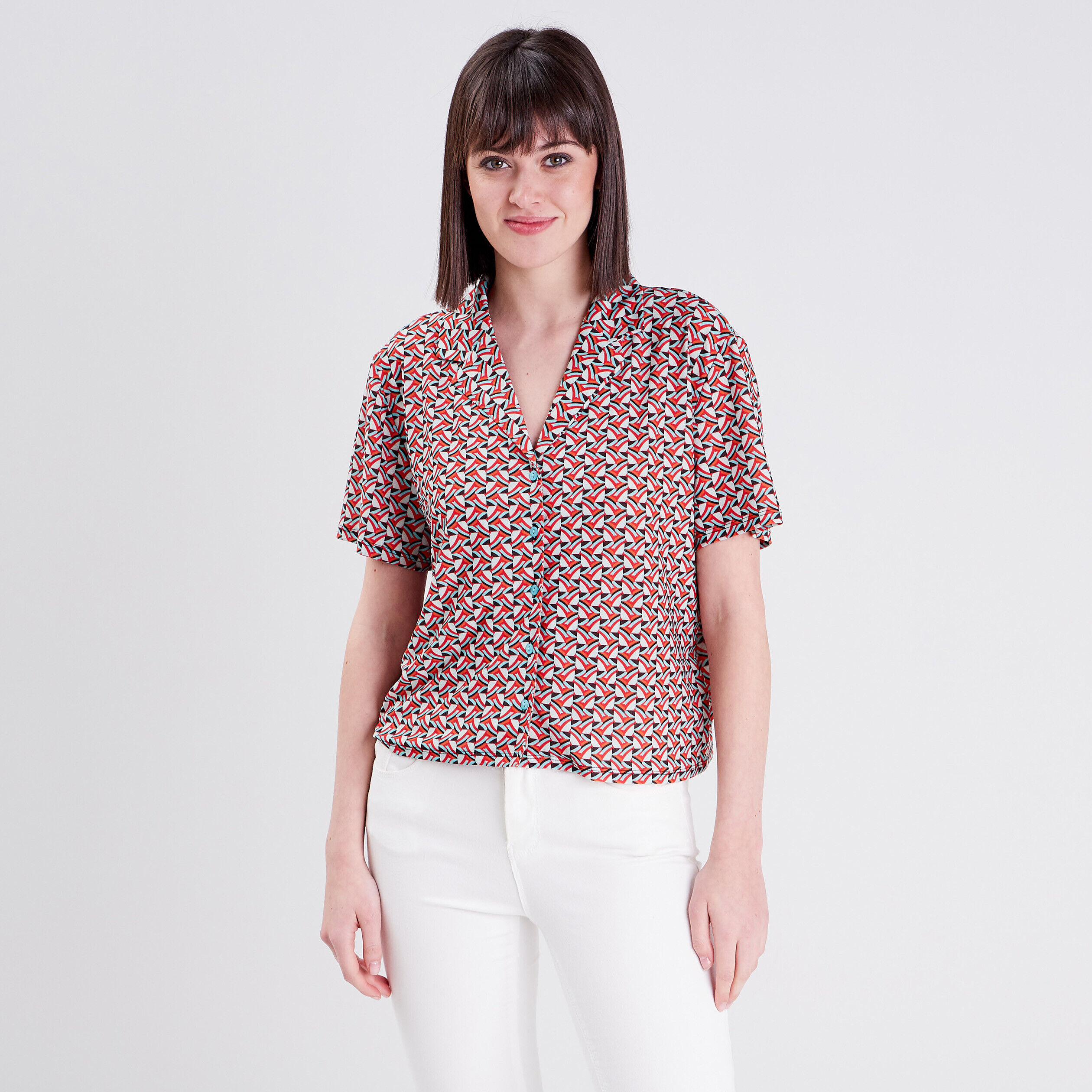 Chemise manches courtes rouge femme | Cache Cache