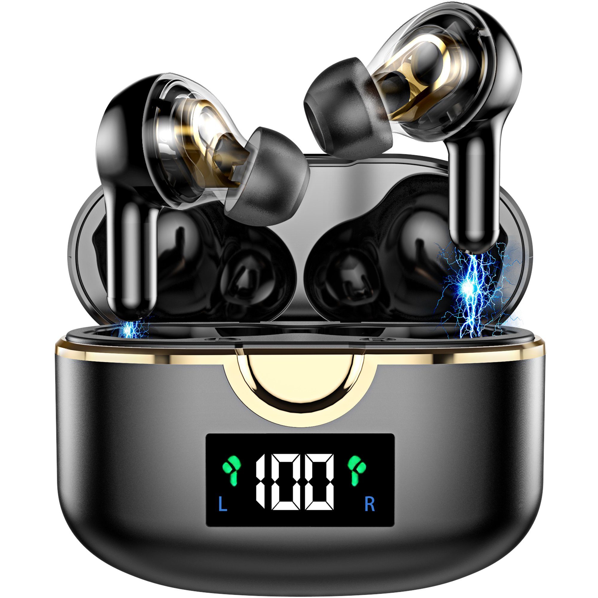 IBETTER Kopfhörer-Bluetooth,True-Wireless Rauschunterdrückungsfunktion In-Ear-Kopfhörer (Voice Assistant, LED-Anzeige, 40 Stunden Spielzeit, Ladeetui mit LED Anzeige, Stereo-Ohrhörer, Bluetooth 5.3 Noise Cancelling, Immersives HIFI-Stereo, Aktive Rau