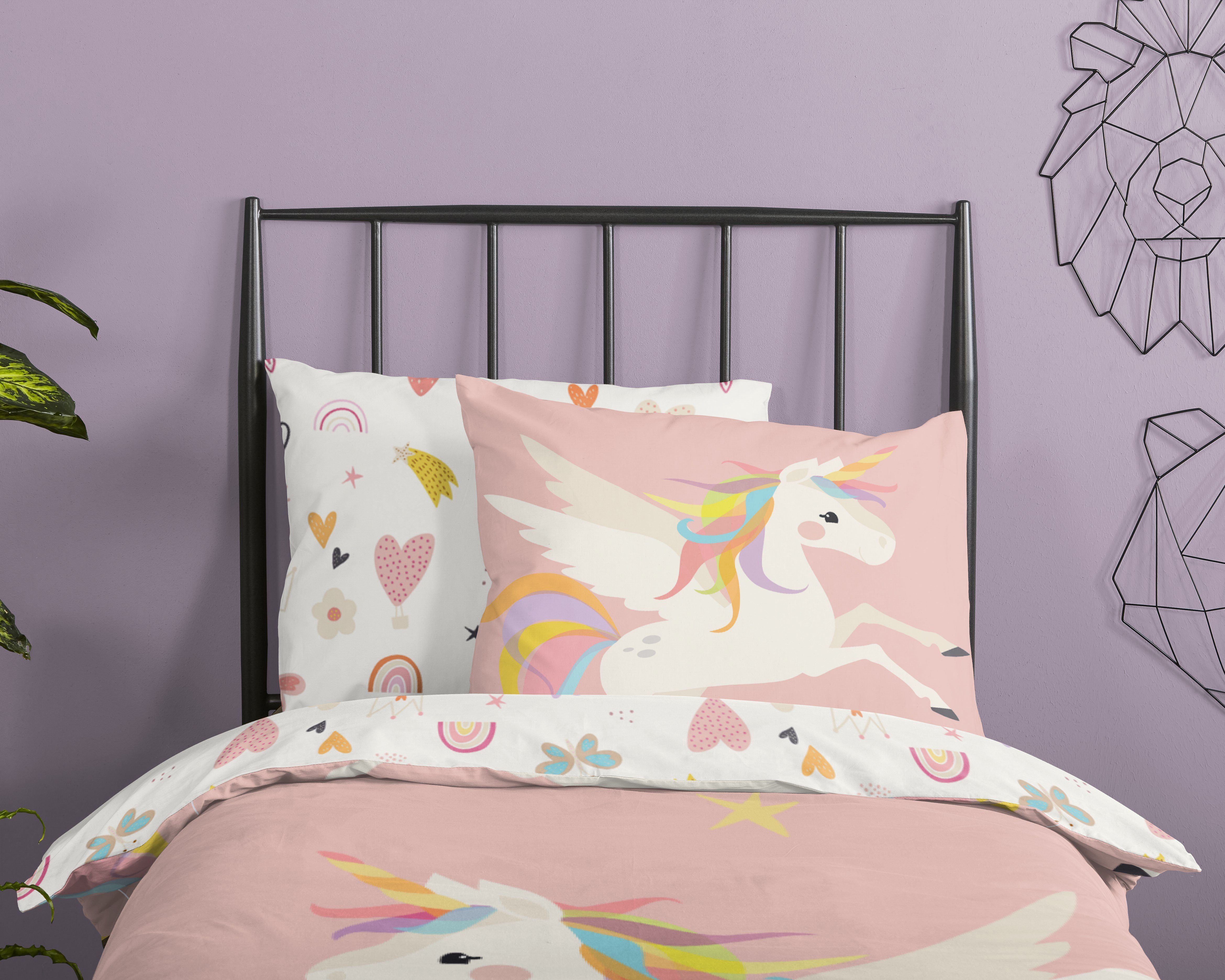 Bettwäsche kinderbettwäsche 135x200 mädchen bettwäsche für kinder sale, soma, Baumwolle, 2 teilig, einhorn bettwäsche 135x200 baumwolle bettwäsche rosa renforce