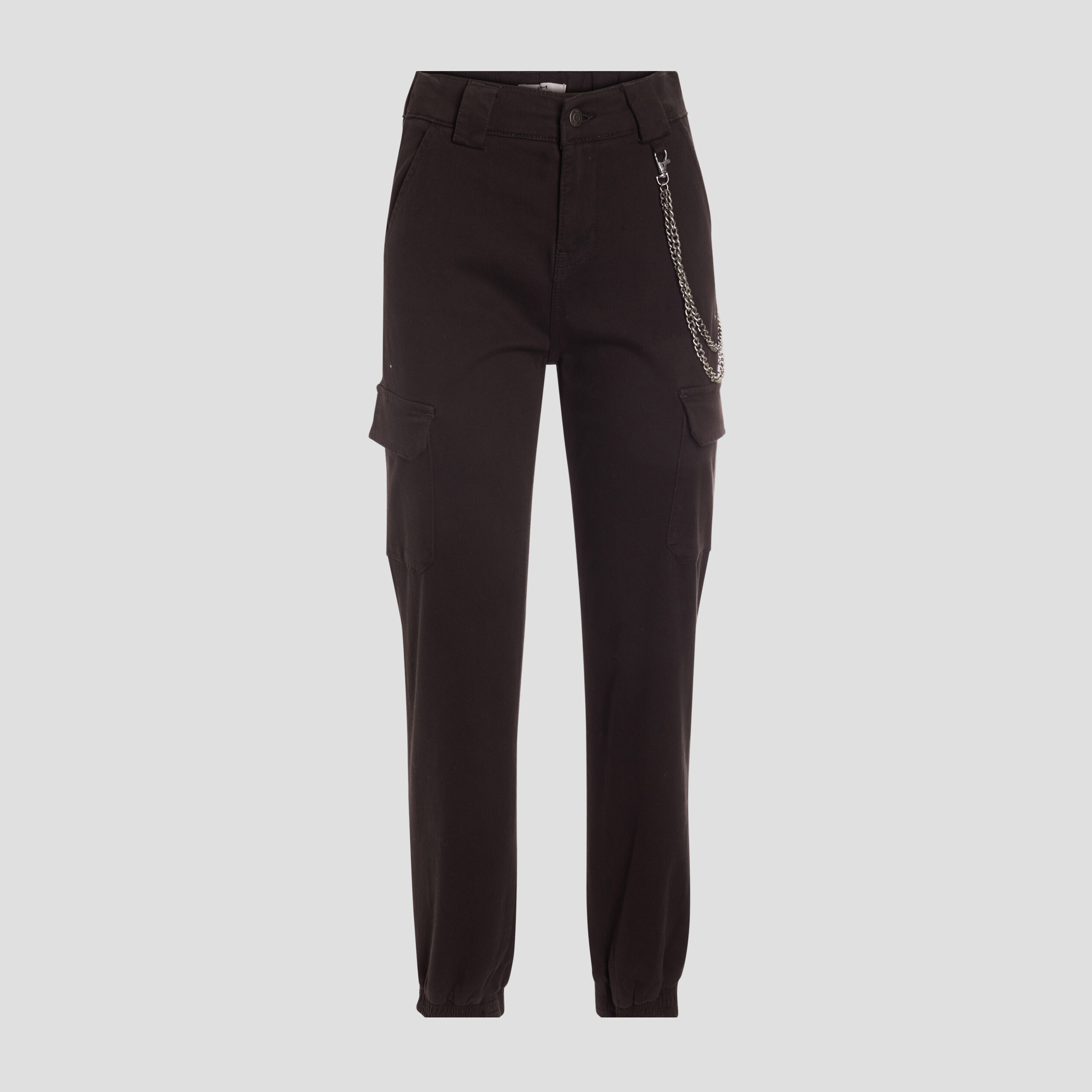 Pantalon cargo avec chaîne noir femme | La Halle