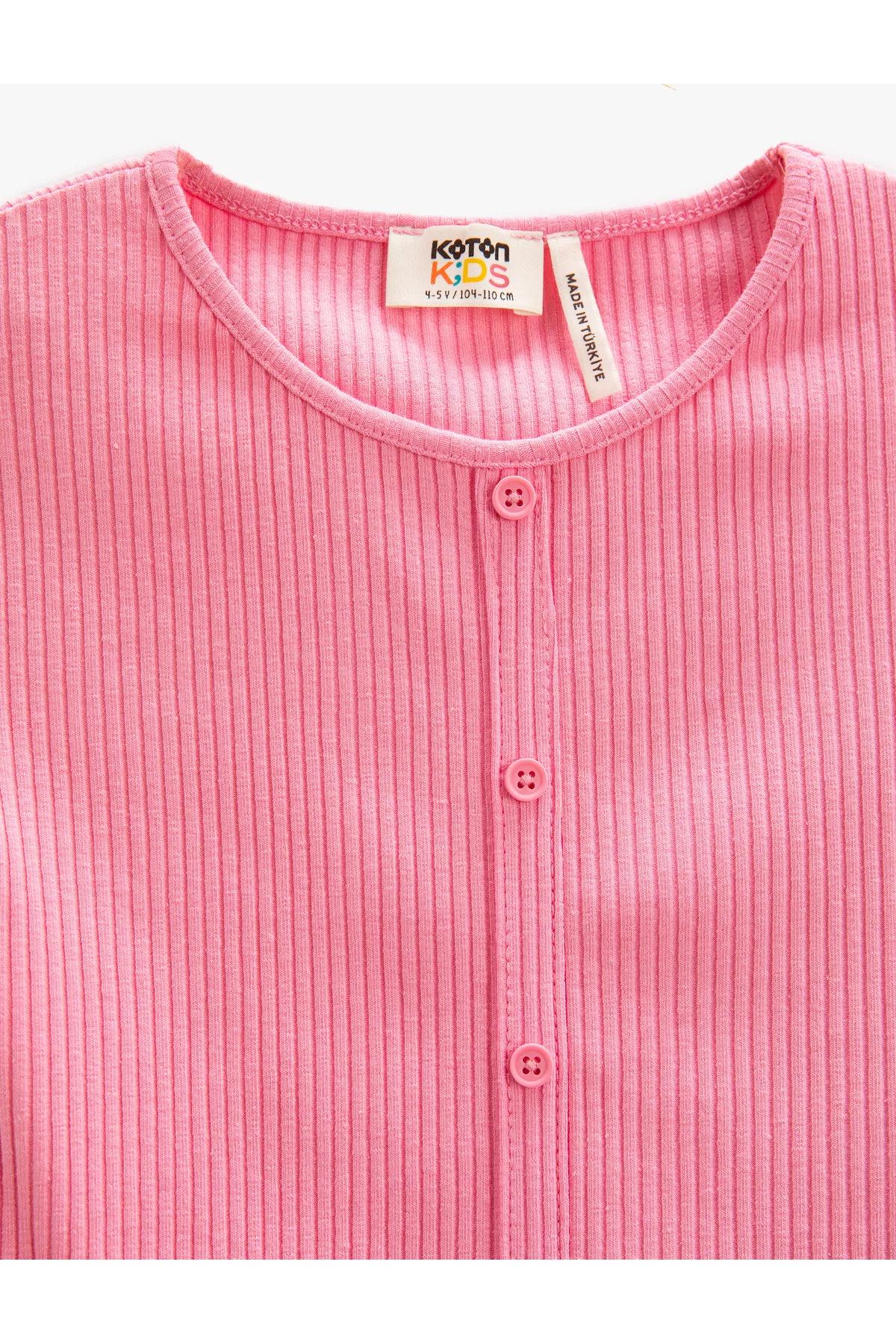 Koton  Basic Crop T-Shirt mit gebundener Taille, gerippten Knöpfen und kurzen Ärmeln