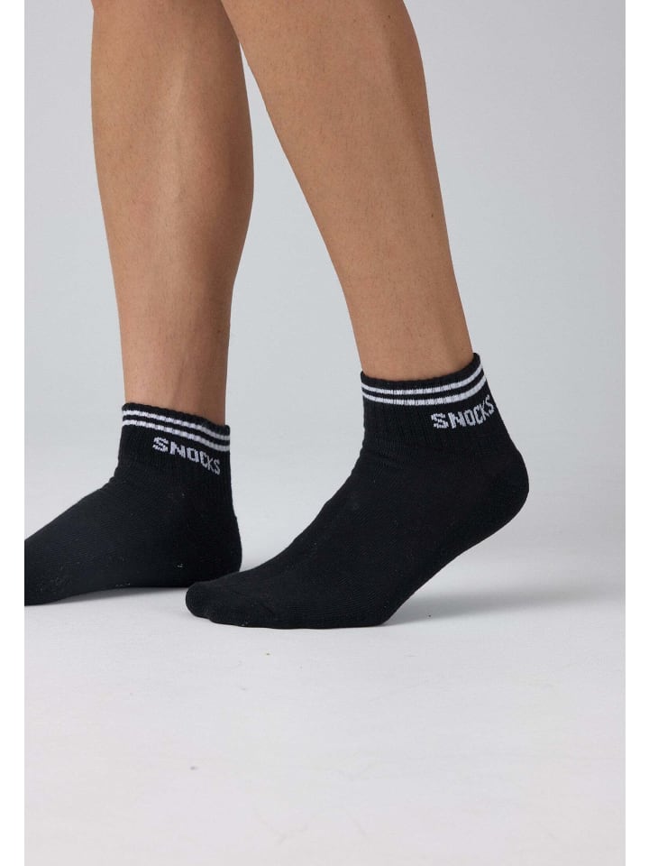 SNOCKS Retro Sneaker Socken aus Bio-Baumwolle 4 Paar in Schwarz-Weiß (Streifen) günstig kaufen 35-38