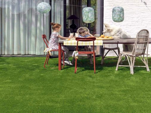 Kunstrasen WANDERLUST, Primaflor-Ideen in Textil, rechteckig, Höhe: 37 mm, mit Drainagefunktion, ideal für Balkon & Terrasse
