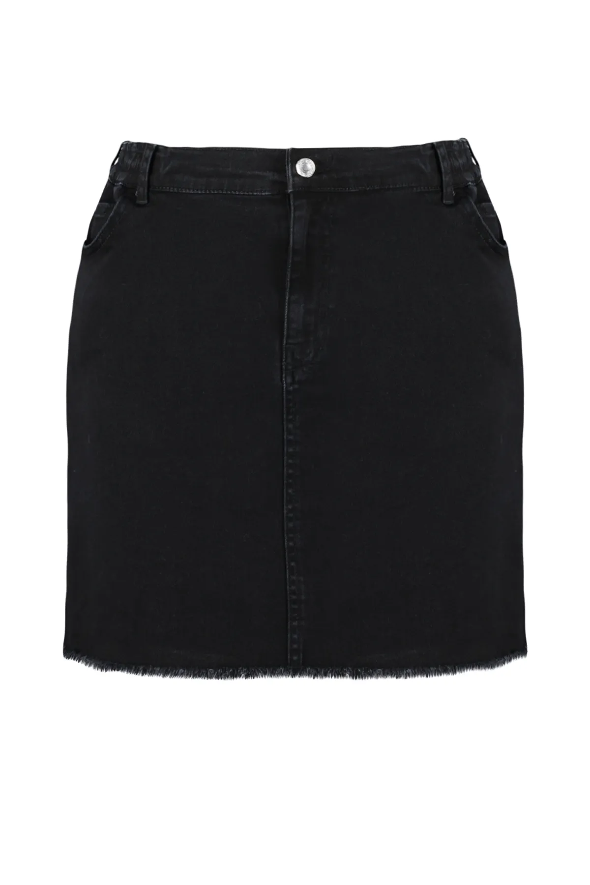 Trendyol Curve  Schwarzer Jeansrock mit Tasche und Taschendetails TBBAW24AZ00038