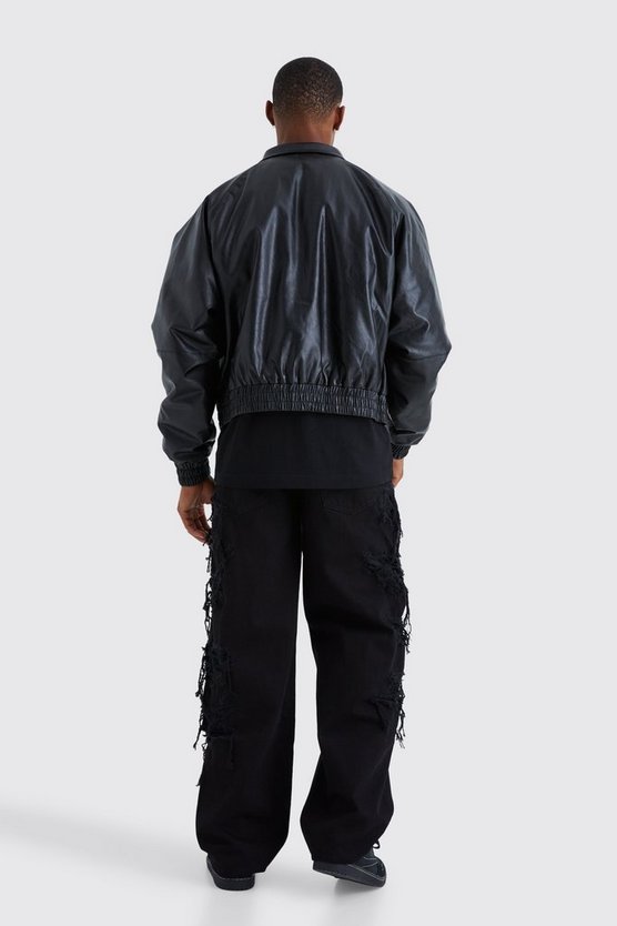 Kastige PU-Bomberjacke