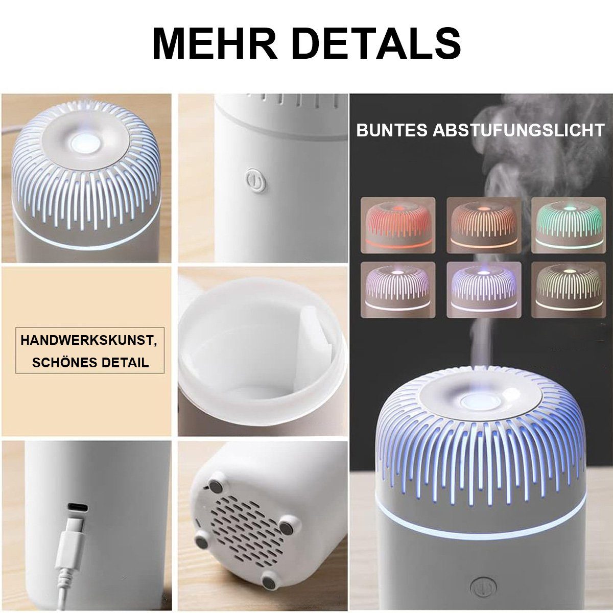 götäzer Diffuser Autodiffusor -Luftbefeuchter Aromatherapie ätherischer Öldispergierer, USB -Ladung, cool, mini tragbar, für Autos und Familienbüros geeignet