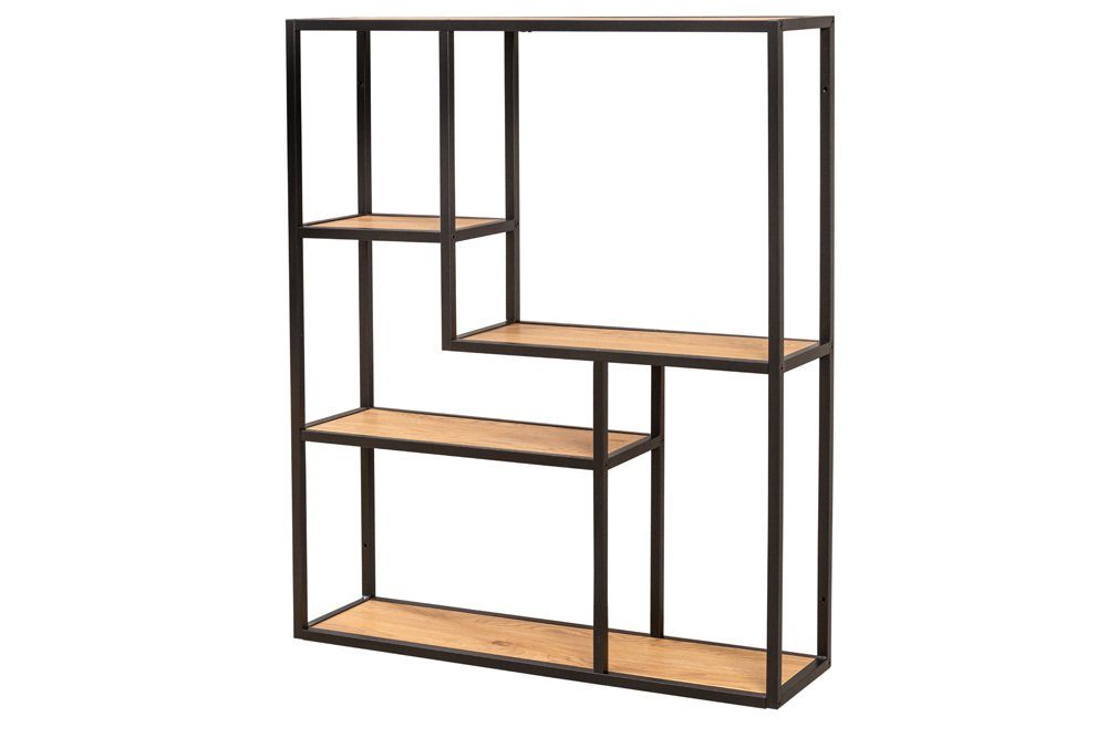 riess-ambiente Wandregal SLIM LINE 91cm natur / schwarz, Einzelartikel 1-tlg., Wohnzimmer · Holzwerkstoff · Metall · eckig · 5 Fächer · Industrial
