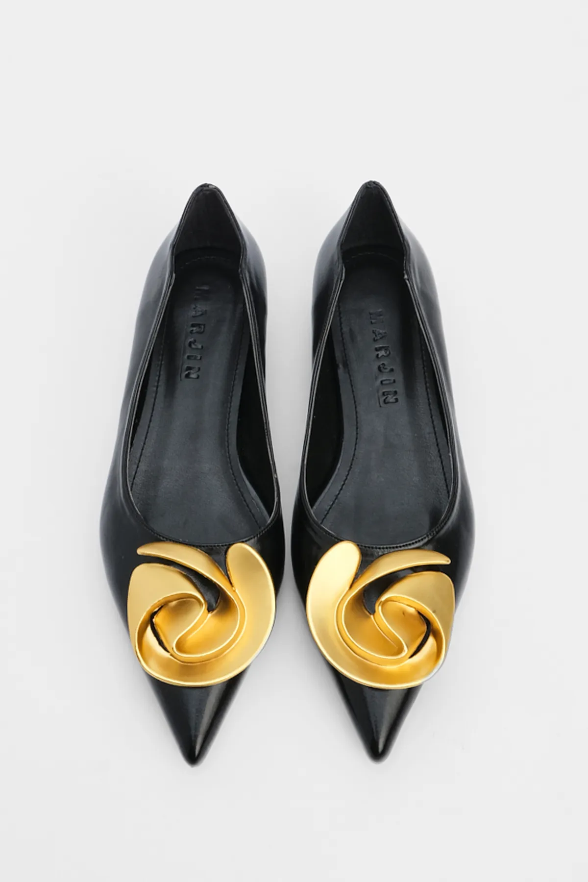 Marjin  Ballerinas mit spitzer Spitze und Schnalle für Damen Zenta Schwarz