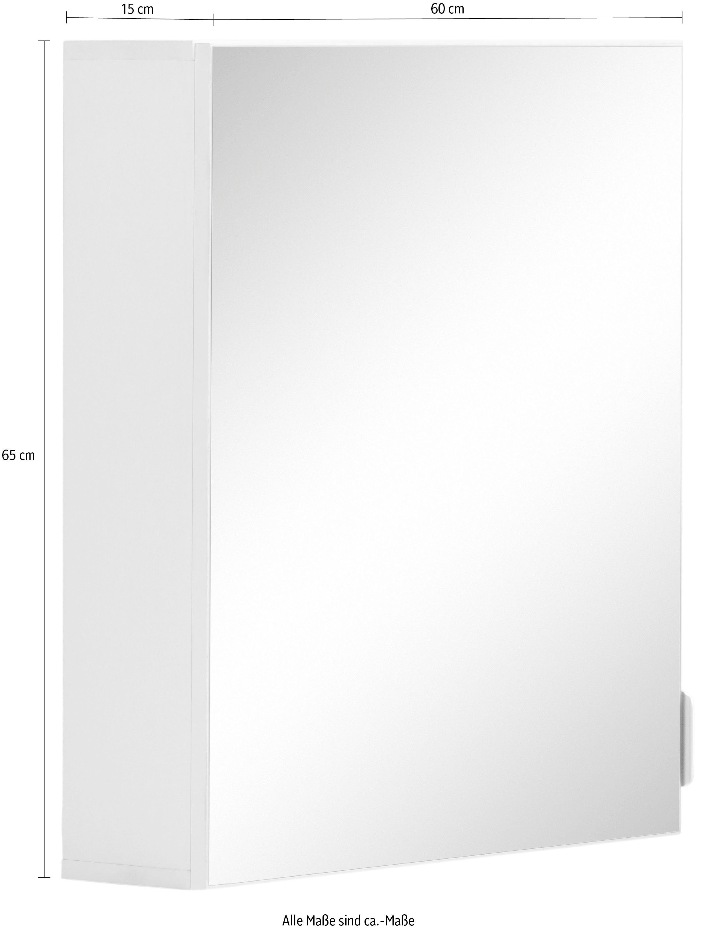 welltime Spiegelschrank Lage, Badschrank, Badezimmerschrank, 60 cm breit Pflegeleichte Oberfläche, FSC®-zertifiziert