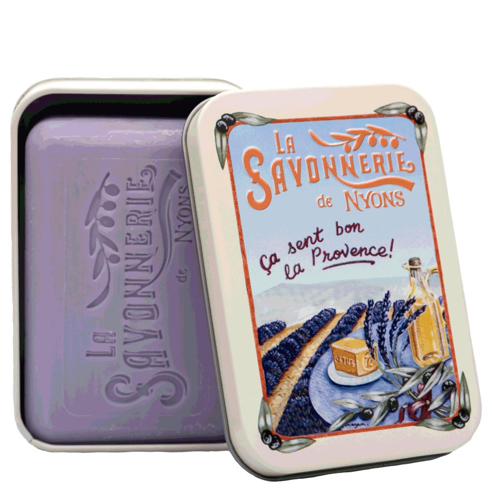La savonnerie de nyons Savon 200g Lavande et Boîte Métal Champs Savon