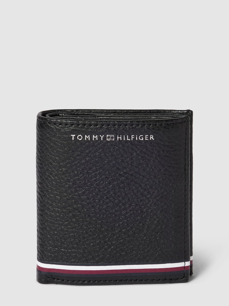 Portemonnaie mit Label-Details Modell 'CENTRAL TRIFOLD' in schwarz
