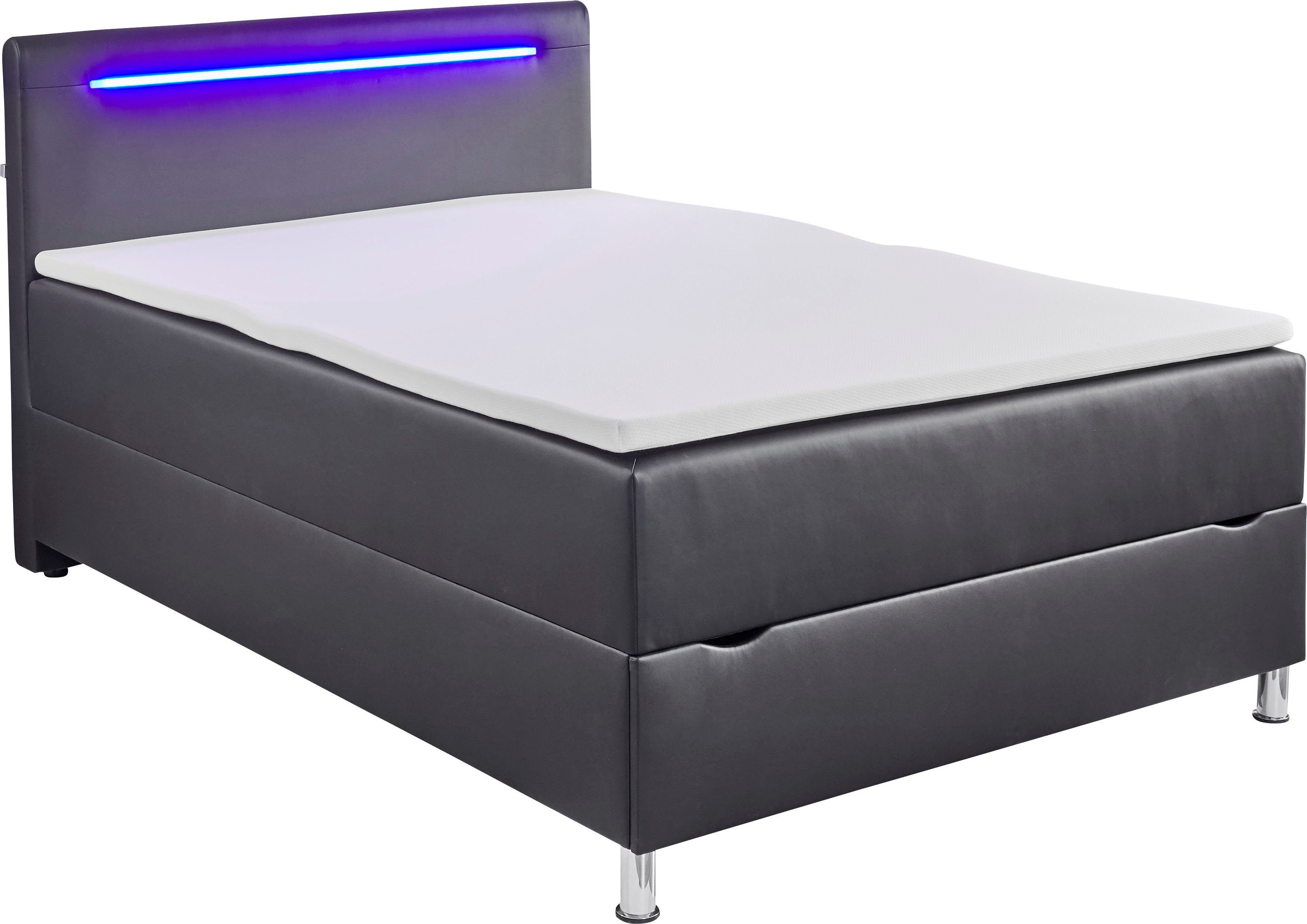 meise.möbel Boxbett Candela, mit LED-Beleuchtung, Bettkasten und Topper