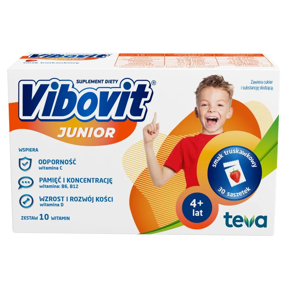 Vibovit Junior, Σετ Βιταμινών για Παιδιά από 4 Ετών, Γεύση Φράουλα, Φακελάκια
