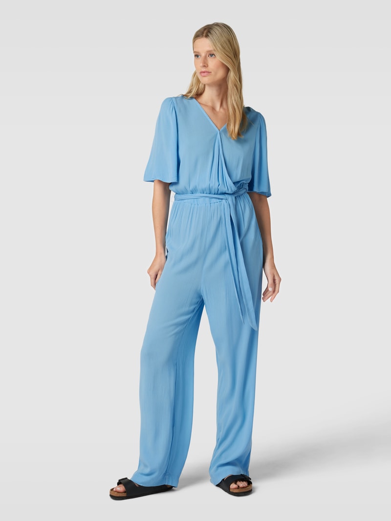 Jumpsuit mit V-Ausschnitt Modell 'Marrakech' in bleu