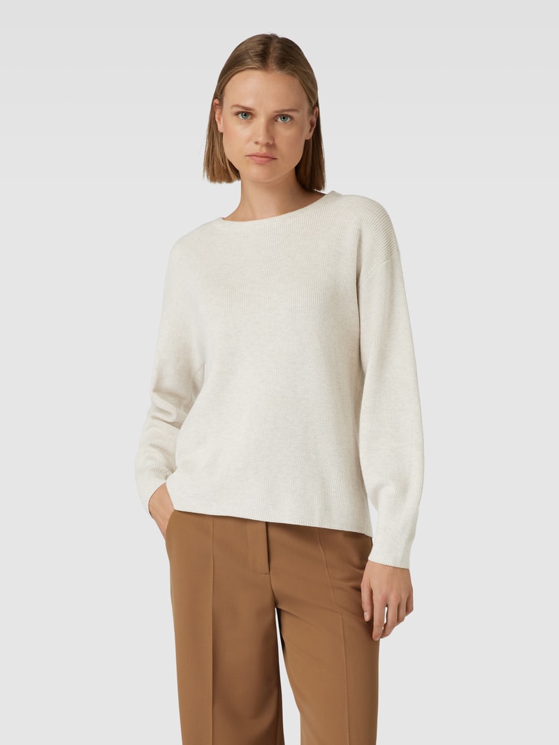 Strickpullover mit Rundhalsausschnitt in ecru meliert