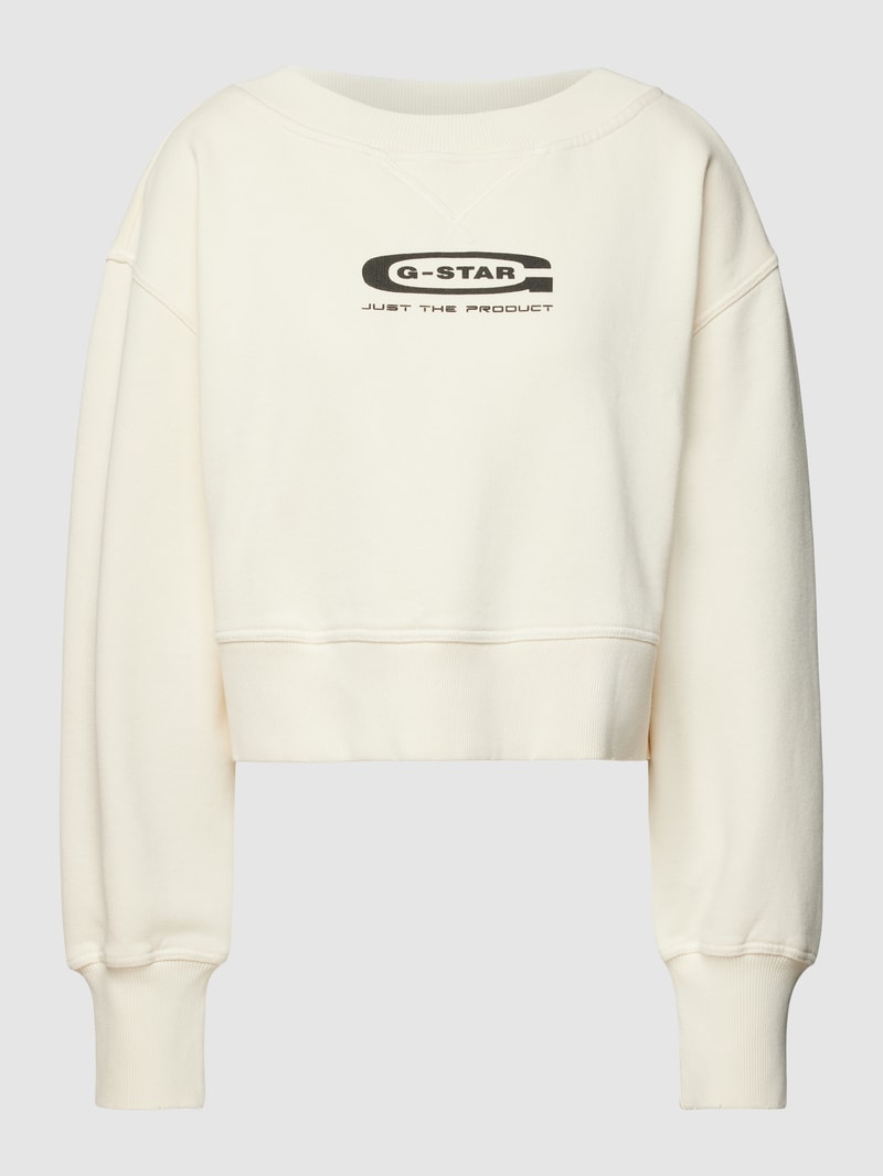 Cropped Sweatshirt im Destroyed-Look in offwhite
