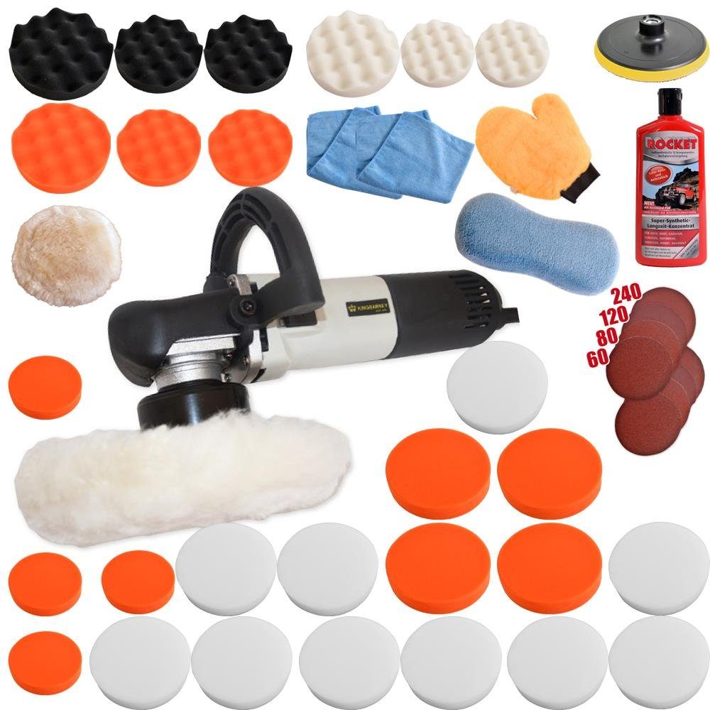 PROMAFIT Exzenter Poliermaschine Exzenter Poliermaschine 710 W 8mm Hub (Set 5), 2500 min. U/min, 6800 max. U/min, (Set, 5), ohne Akku und Ladegerät, Poliermaschine für Rechts- und Linkshänder