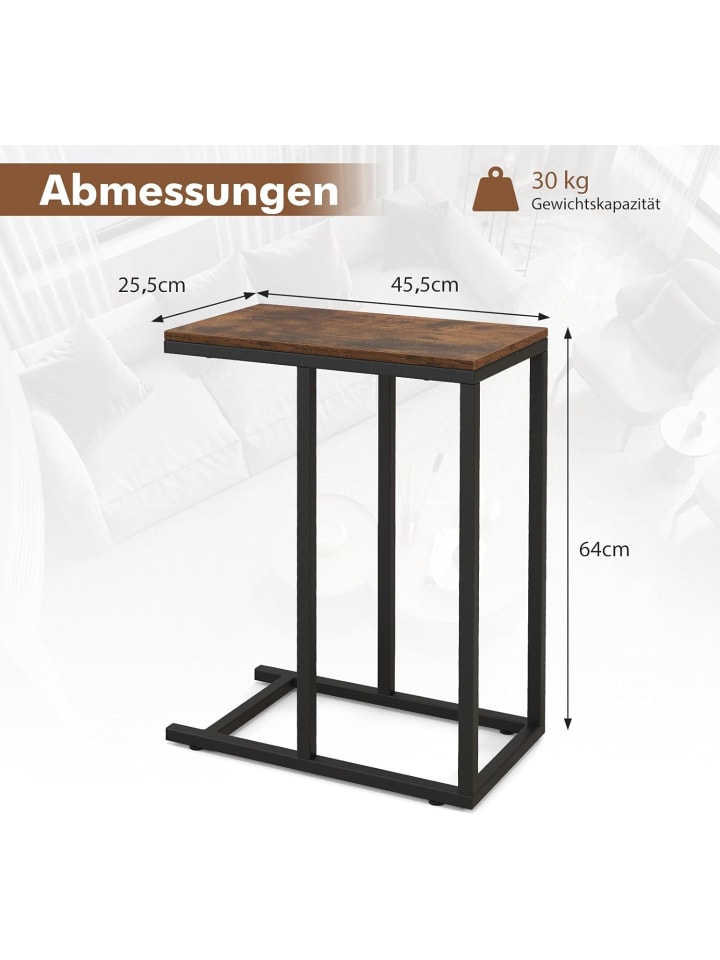COSTWAY Beistelltisch C-Form in Braun günstig kaufen onesize