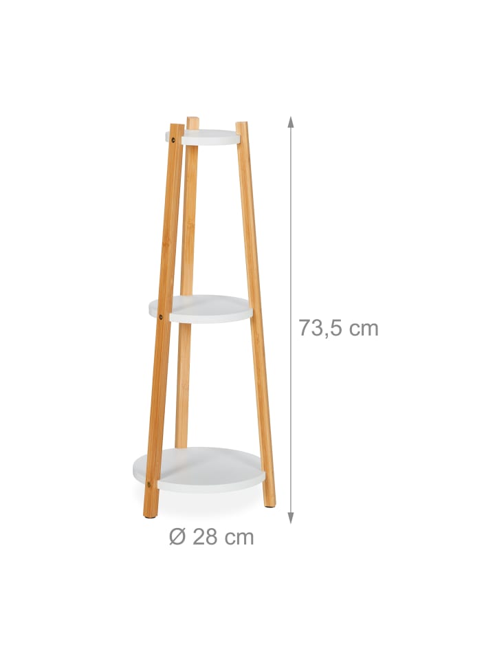 relaxdays Pflanzenständer in Weiß/ Natur - (H)73,5 x Ø 28 cm günstig kaufen onesize