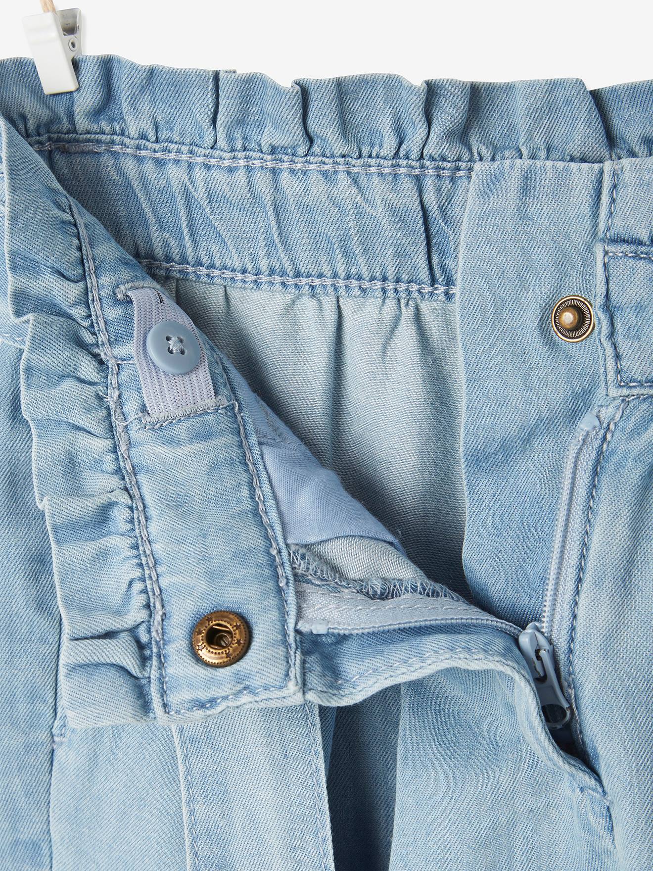 Vertbaudet Mädchen Paperbag-Jeans, 3/4-Bein - double stone
