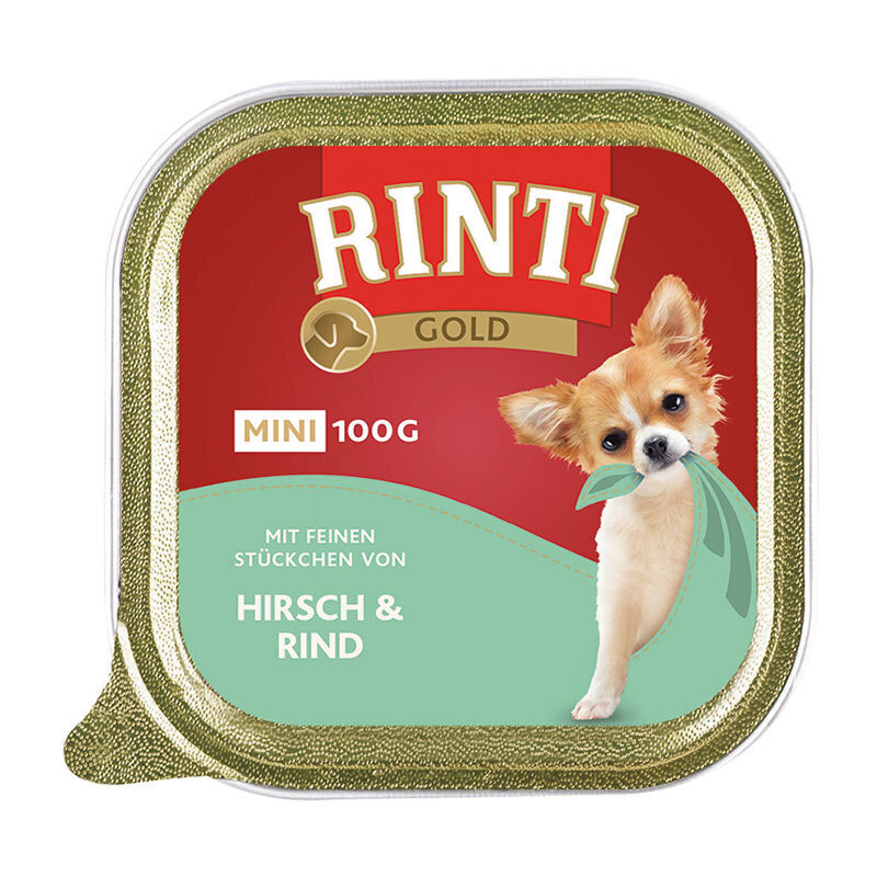 RINTI Hundenassfutter RINTI Gold Mini 16x100g Hirsch & Rind