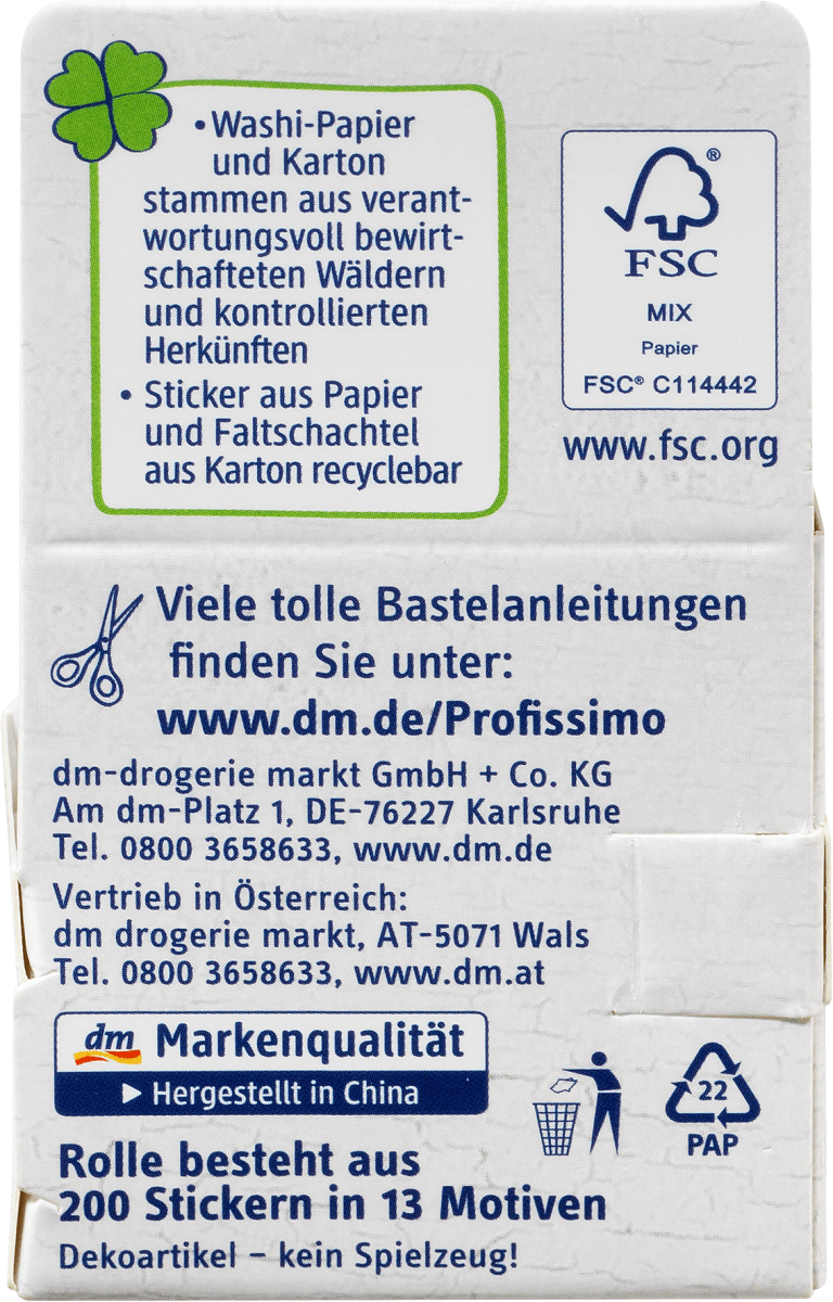 Sticker Washi auf Rolle 13 Motive, 1 St
