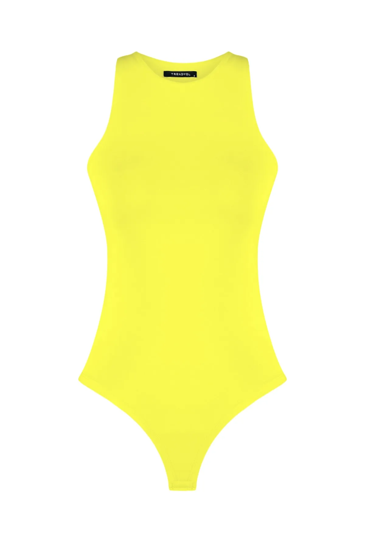 Trendyol Collection  Gelber Neckholder-Body aus Strick mit flexiblem Druckknopfverschluss TWOSS20BD0044