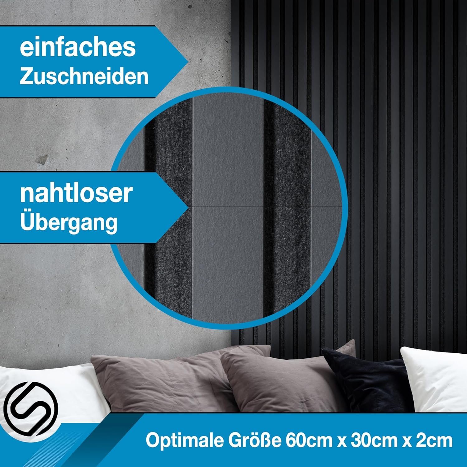 Schwanfeld 3D Wandpaneel [60 x 30cm] Akustikpaneele Holz 6er Set [FÜR JEDEN EINSATZORT], (Wandpaneele Holz für eine angenehme Raumakustik) - Lamellenwand Echtholzfurnier - Wandverkleidung Holz (Natur)