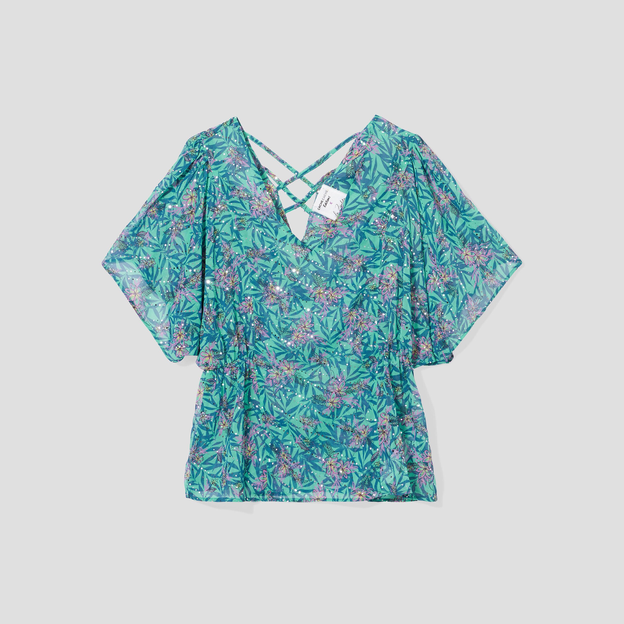 Blouse à manches courtes vert femme | Cache Cache