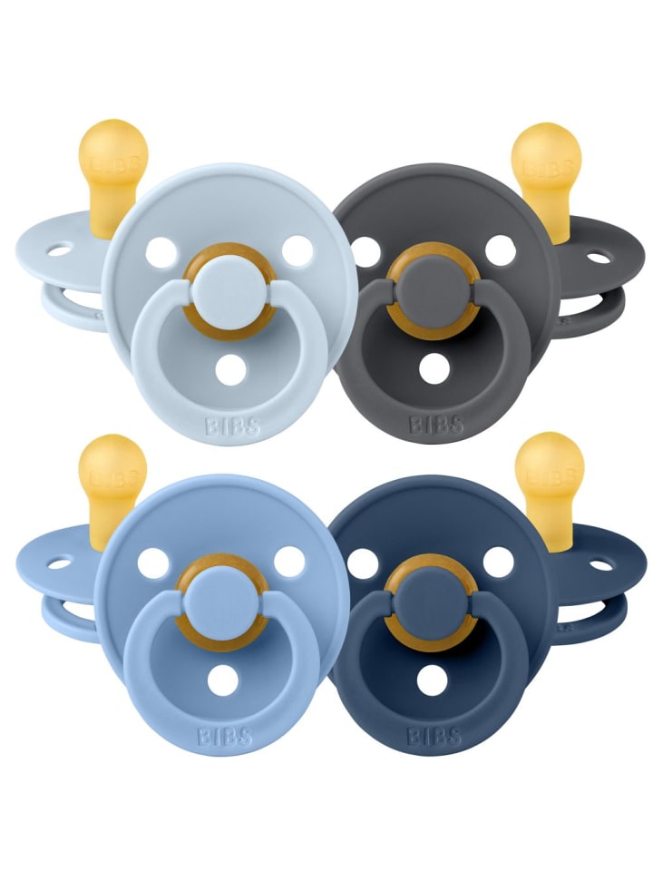 BIBS Schnuller - Colour 4er Pack - Baby Blue / Iron / Sky in blau günstig kaufen onesize