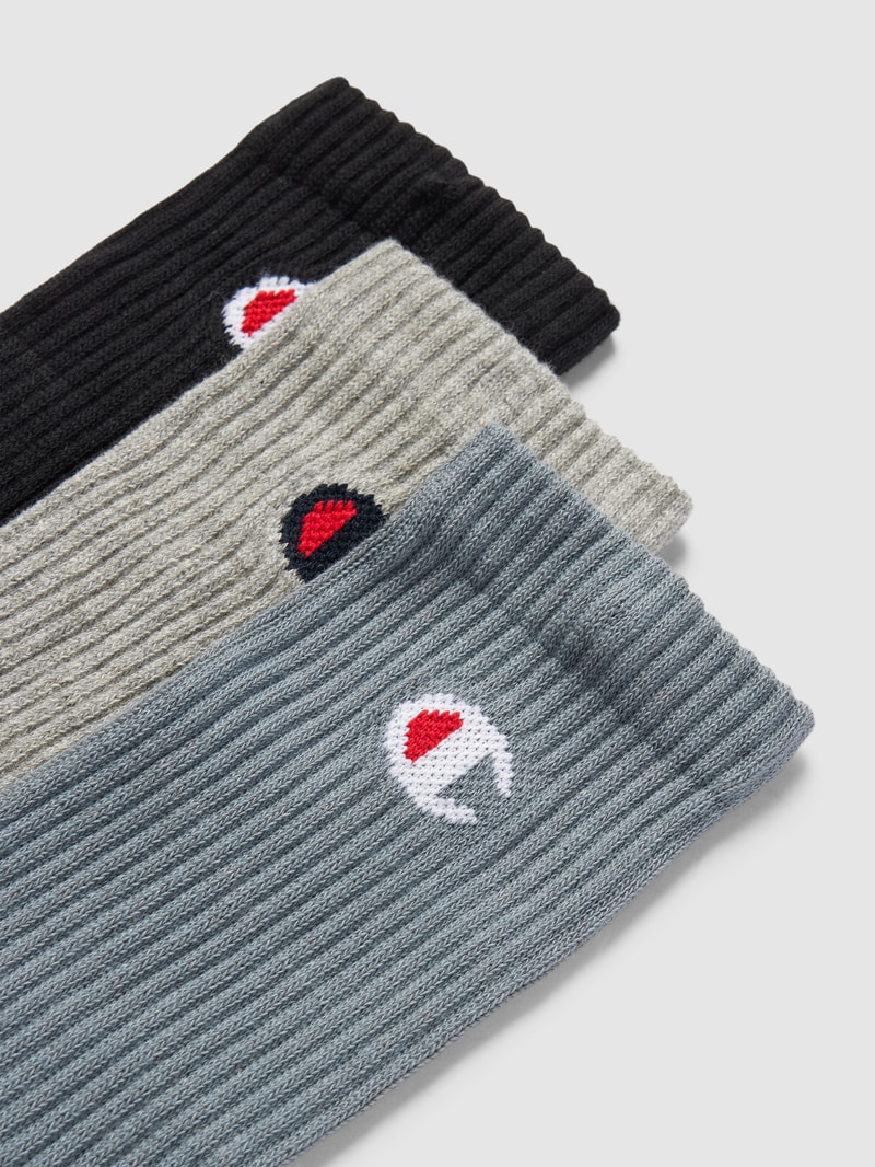 Socken mit Label-Print im 3er-Pack in mittelgrau meliert