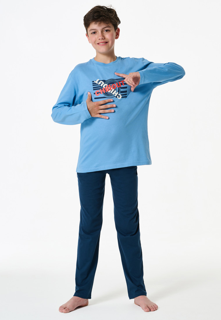 Schlafanzug lang Chillout hellblau - Nightwear