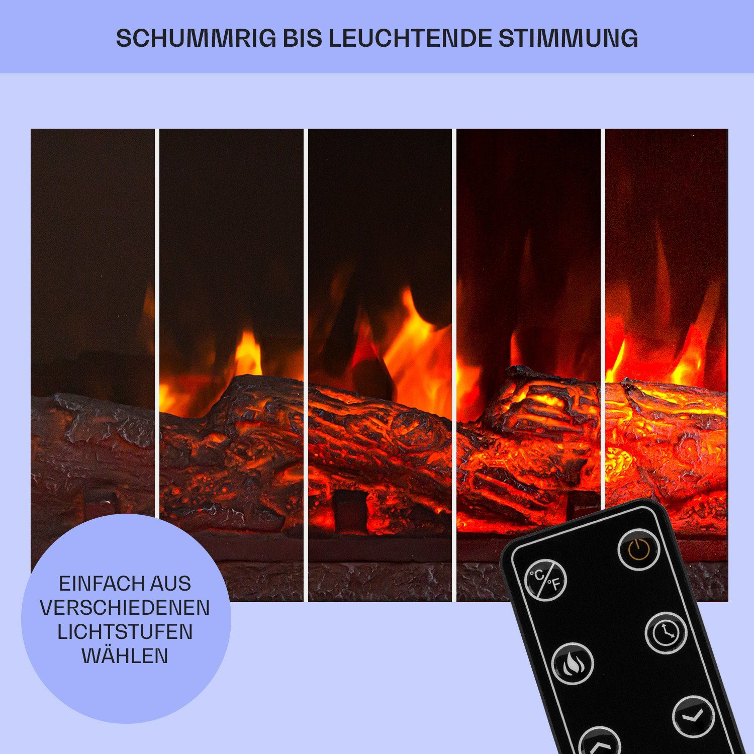 Klarstein Elektrokamin Zermatt, elektrischer Kamin mit Heizfunktion Heizlüfter elektrischer Kaminofen