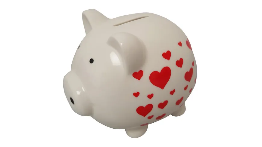 TRENDSHOP Sparschwein klein mit Herzen