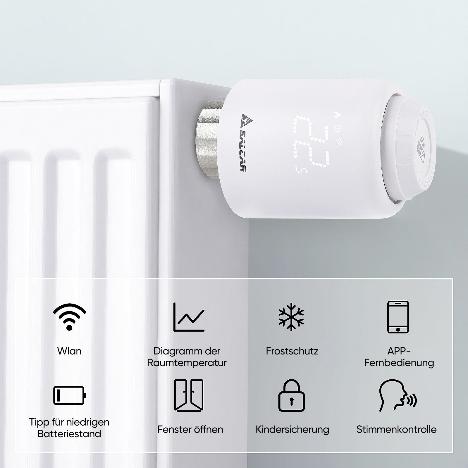 Salcar Heizkörperthermostat Smartes WiFi Heizungsthermostat, (1 St)