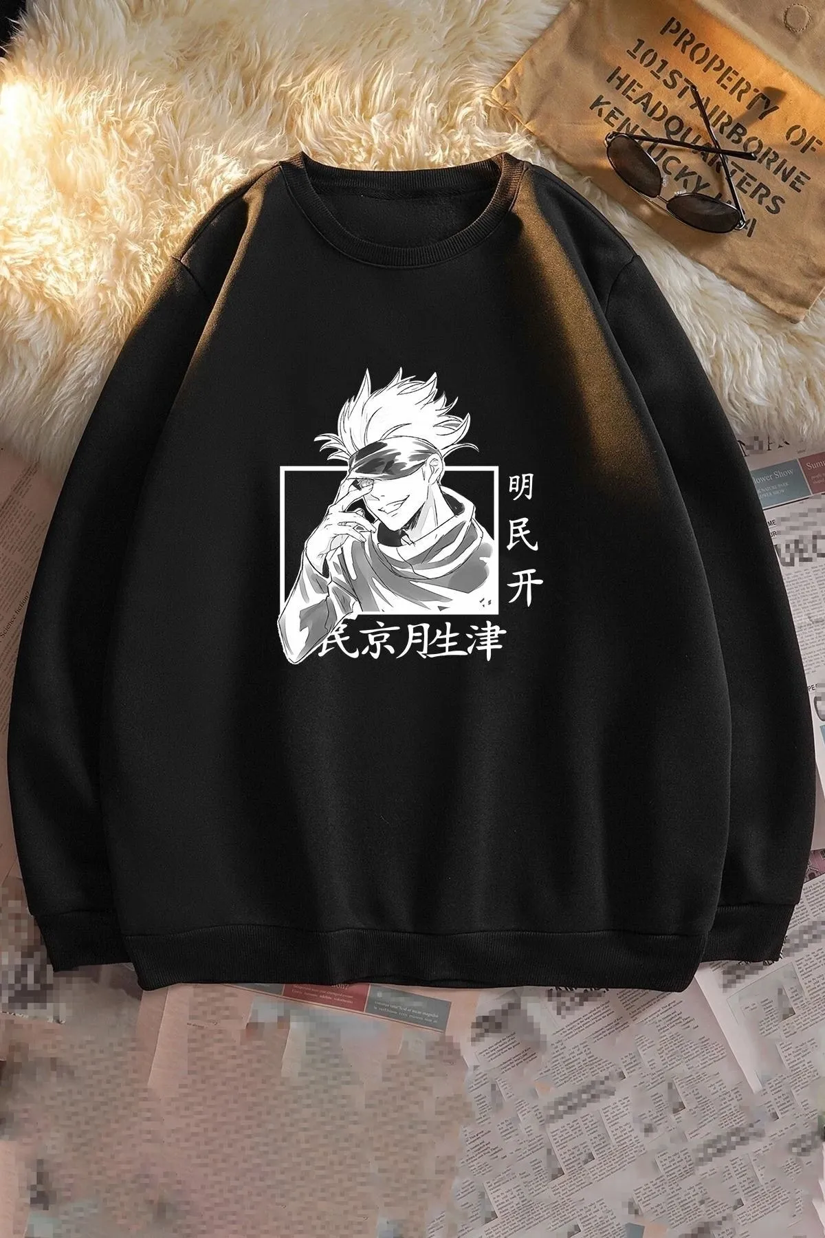 uyguntarz  Unisex Jujutsu Kaisen Sweatshirt mit Rundhalsausschnitt