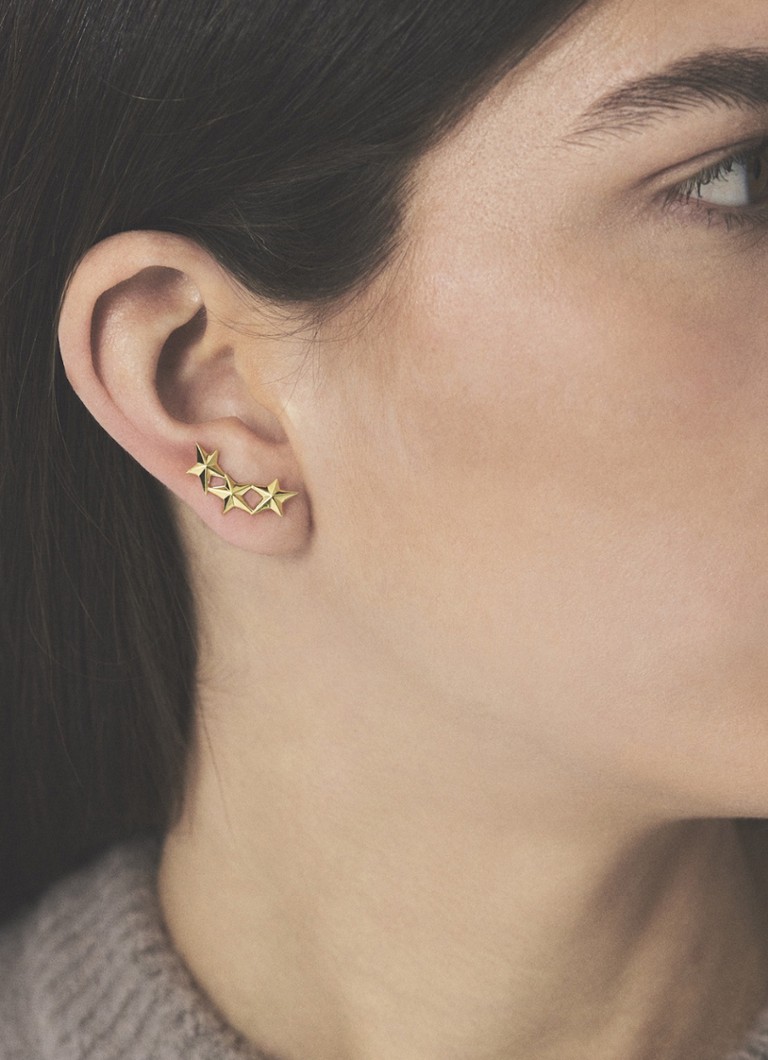 Anna + Nina Single Stars Aligned earrings gold plated