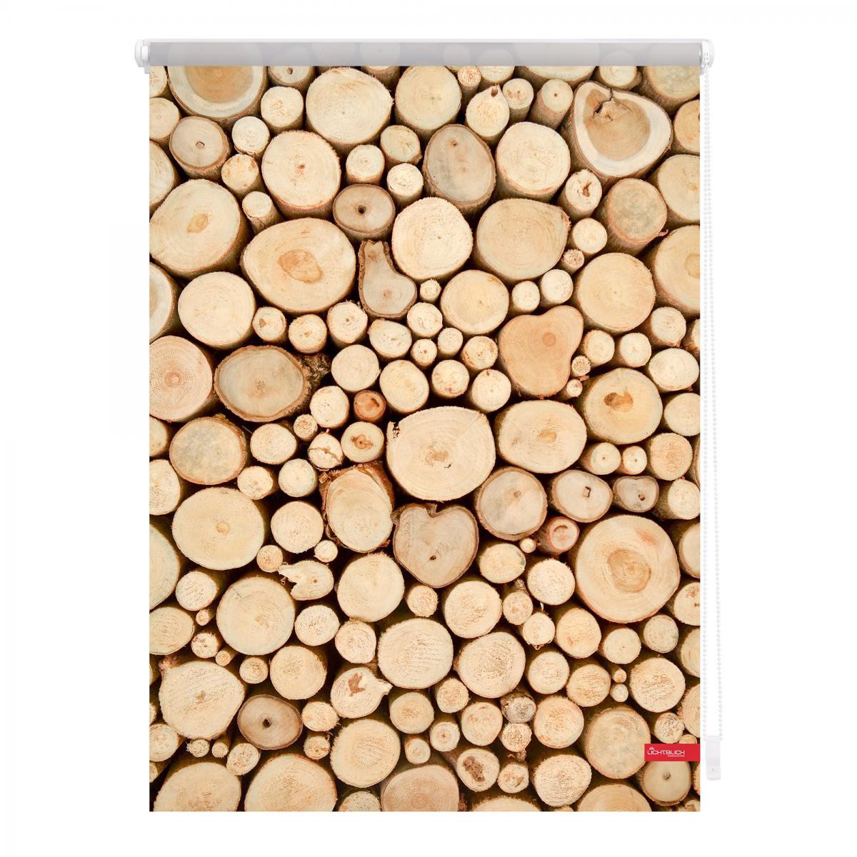 Lichtblick Rollo Klemmfix, ohne Bohren, blickdicht, Holzstapel - Braun, 70 x 150 cm (B x L)