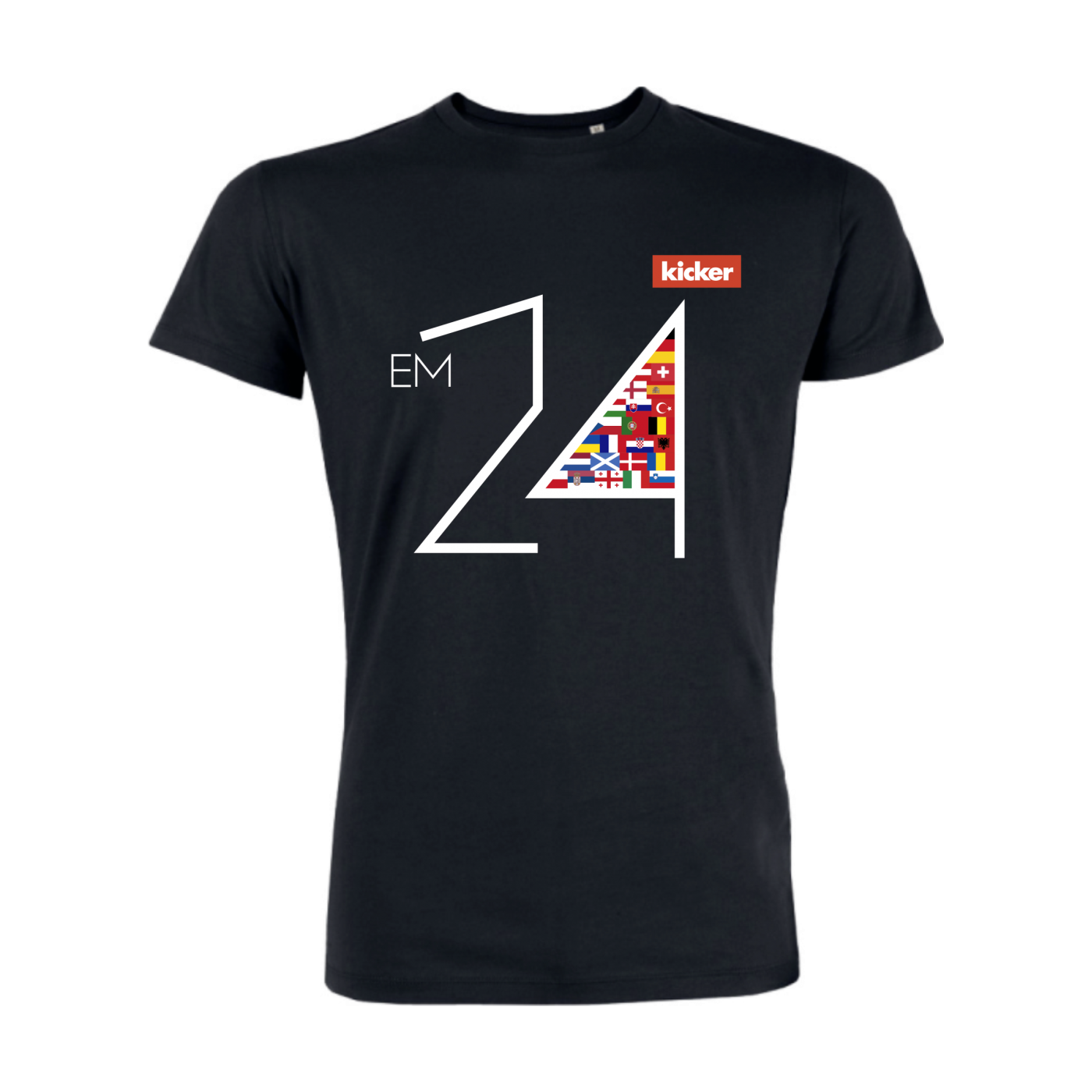 Kicker T-Shirt EM 24 Flaggen Schwarz